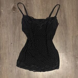 Lane Bryant Black Lace Polka Dot Cami